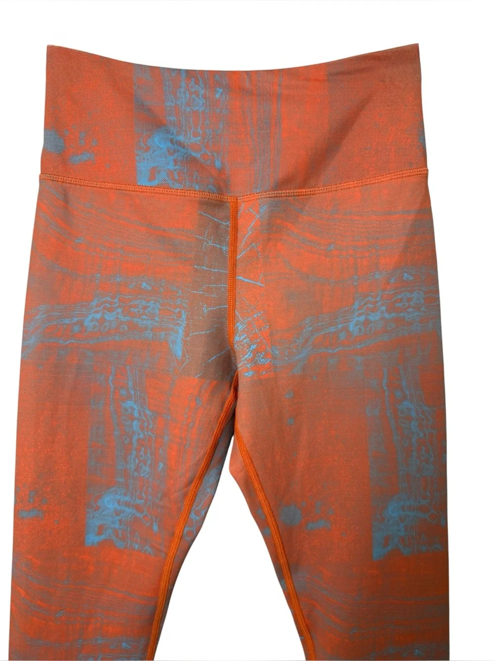 ZYIA Small Orange Leggings with Blue Abstract Print - Picture 2 of 7